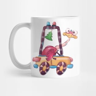 Funny ostrich driving a car cartoon concept Mug